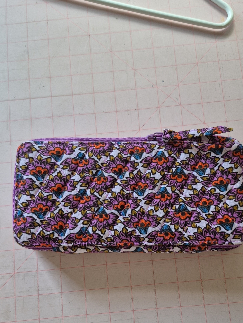 Vera Bradley Purple Floral Zip Pouch with Orange Accents